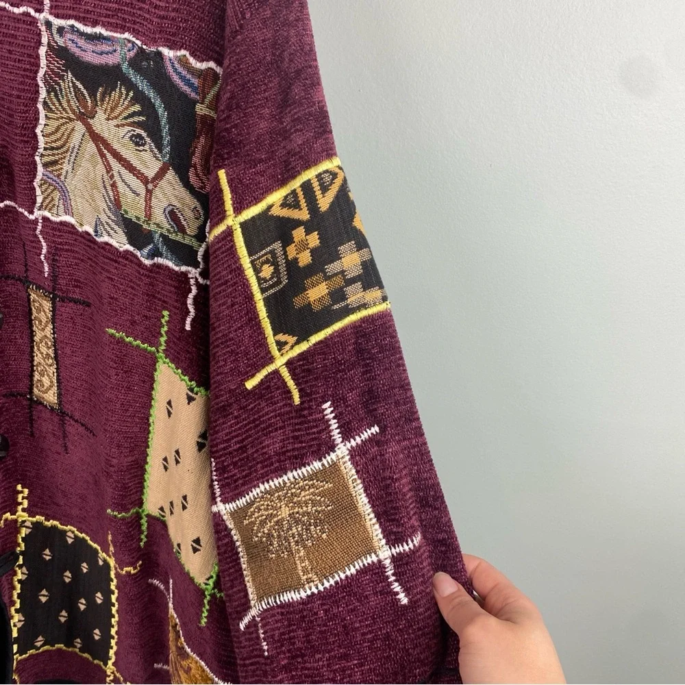 Vintage Nouveau Monde Horse Western Boho Patchwork boho Jacket size 2X